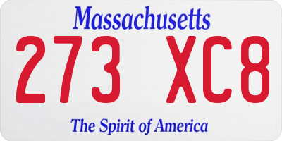 MA license plate 273XC8
