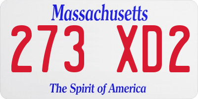 MA license plate 273XD2