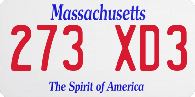 MA license plate 273XD3
