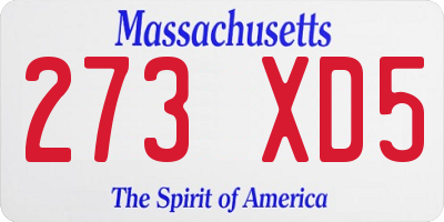 MA license plate 273XD5