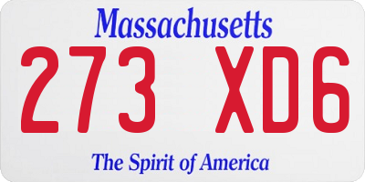 MA license plate 273XD6