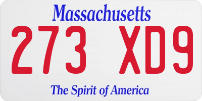 MA license plate 273XD9