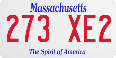 MA license plate 273XE2