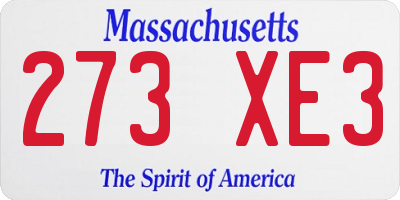 MA license plate 273XE3