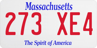 MA license plate 273XE4