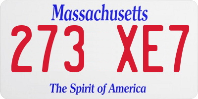 MA license plate 273XE7