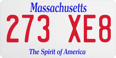 MA license plate 273XE8