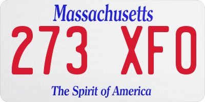 MA license plate 273XF0