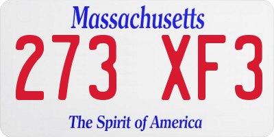 MA license plate 273XF3