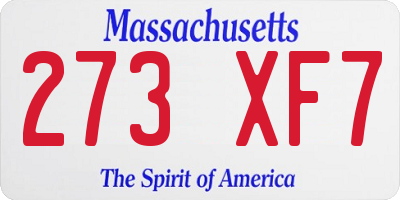 MA license plate 273XF7