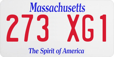 MA license plate 273XG1