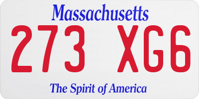 MA license plate 273XG6