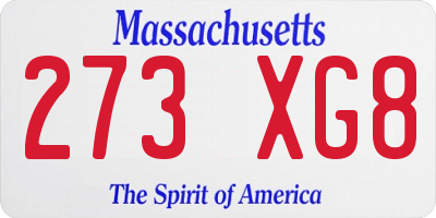 MA license plate 273XG8