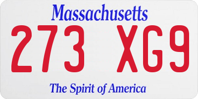 MA license plate 273XG9