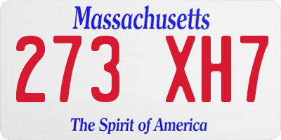 MA license plate 273XH7