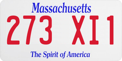 MA license plate 273XI1