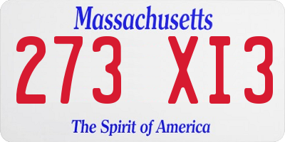 MA license plate 273XI3