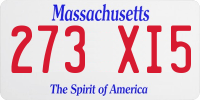 MA license plate 273XI5