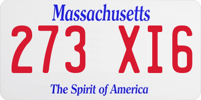 MA license plate 273XI6