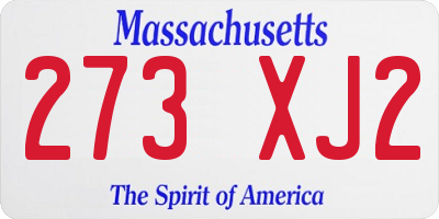 MA license plate 273XJ2