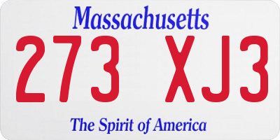 MA license plate 273XJ3