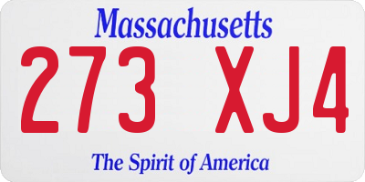 MA license plate 273XJ4