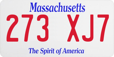 MA license plate 273XJ7