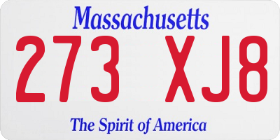 MA license plate 273XJ8