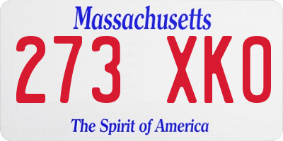 MA license plate 273XK0