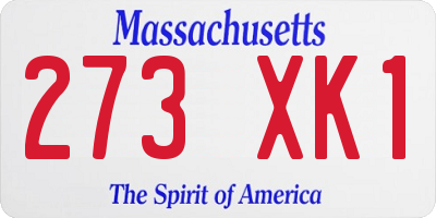 MA license plate 273XK1