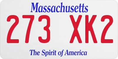 MA license plate 273XK2