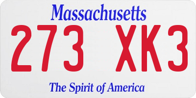 MA license plate 273XK3