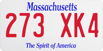 MA license plate 273XK4