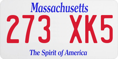 MA license plate 273XK5