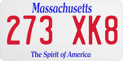 MA license plate 273XK8