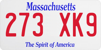 MA license plate 273XK9