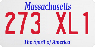 MA license plate 273XL1