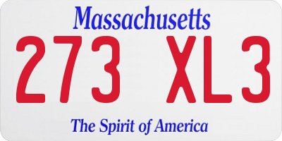 MA license plate 273XL3