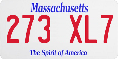 MA license plate 273XL7