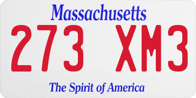 MA license plate 273XM3