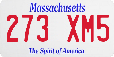 MA license plate 273XM5