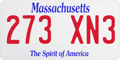MA license plate 273XN3
