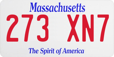 MA license plate 273XN7
