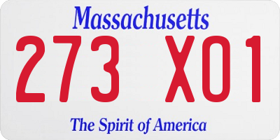 MA license plate 273XO1