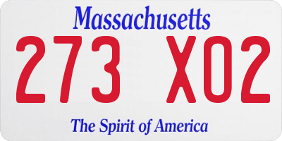 MA license plate 273XO2