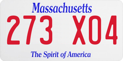 MA license plate 273XO4