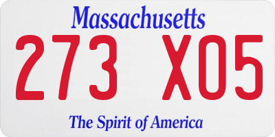 MA license plate 273XO5
