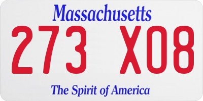 MA license plate 273XO8