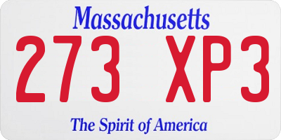 MA license plate 273XP3