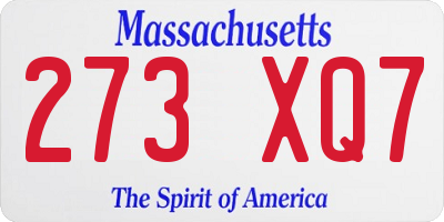 MA license plate 273XQ7